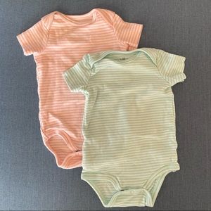 Primary baby shirts mint and pink stripe